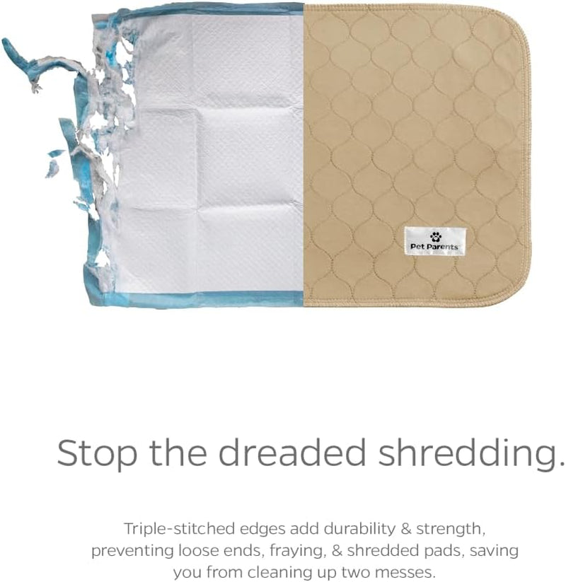 ® Pawtect® Pads Washable Pee Pads for Dogs (2Pack) of Premium Dog Pee Pads, Waterproof Puppy Pads & Reusable Dog Pads, Whelping Pads & Modern Pee Pads for Dogs (Tan/Grey, 17" Round)