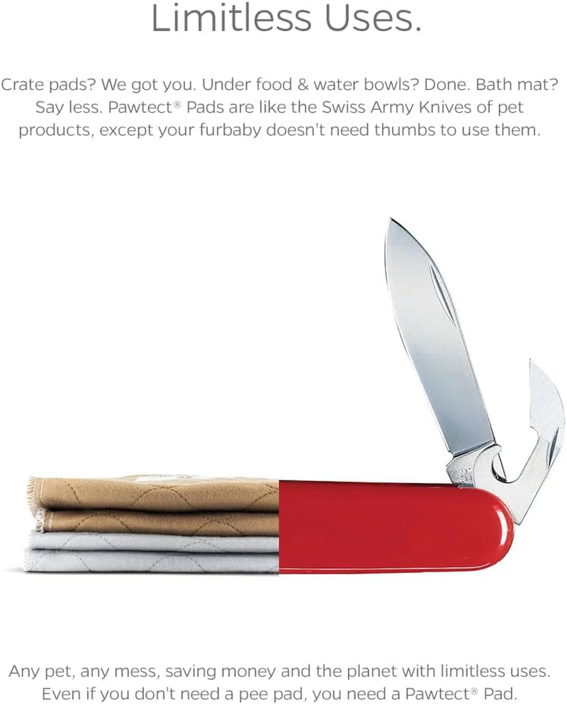 ® Pawtect® Pads Washable Pee Pads for Dogs (2Pack) of Premium Dog Pee Pads, Waterproof Puppy Pads & Reusable Dog Pads, Whelping Pads & Modern Pee Pads for Dogs (Tan/Grey, 17" Round)