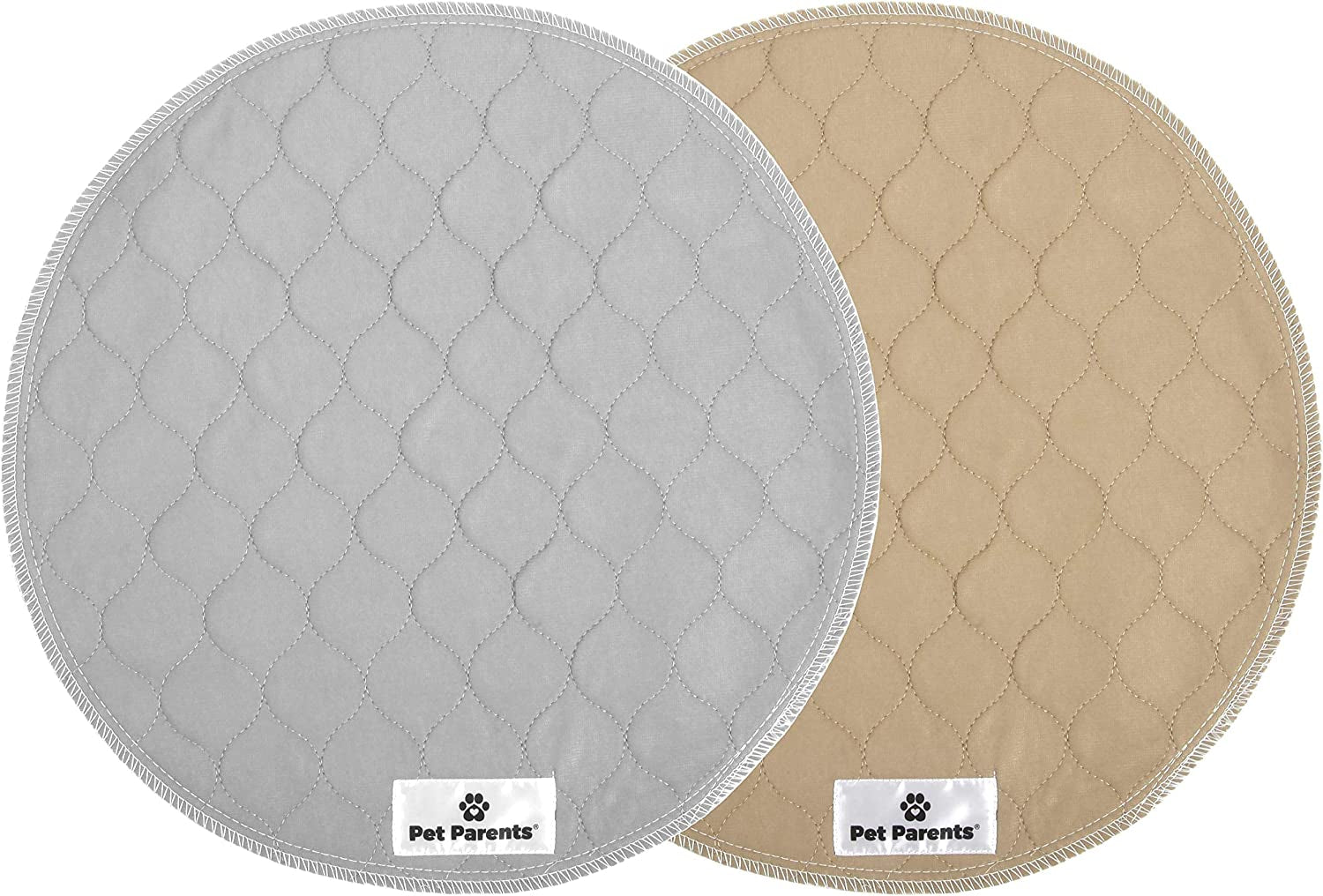 ® Pawtect® Pads Washable Pee Pads for Dogs (2Pack) of Premium Dog Pee Pads, Waterproof Puppy Pads & Reusable Dog Pads, Whelping Pads & Modern Pee Pads for Dogs (Tan/Grey, 17" Round)