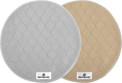 ® Pawtect® Pads Washable Pee Pads for Dogs (2Pack) of Premium Dog Pee Pads, Waterproof Puppy Pads & Reusable Dog Pads, Whelping Pads & Modern Pee Pads for Dogs (Tan/Grey, 17" Round)