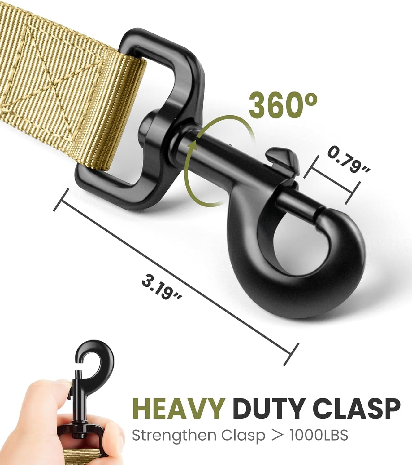 Bungee Dog Leash, Heavy Duty Dog Leash with Shock Absorption, 2 Padded Handles Training Leash, Improved Dog Safety and Comfort (Tan, 4 FT)